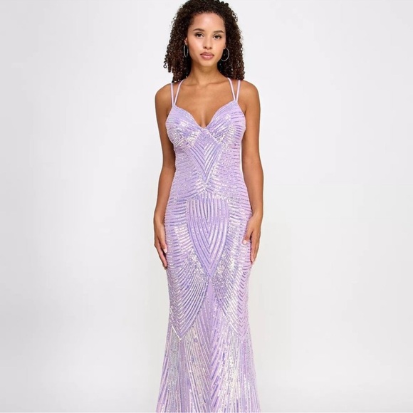 B Darlin Lavender Sequin Prom Dress - Picture 1 of 7